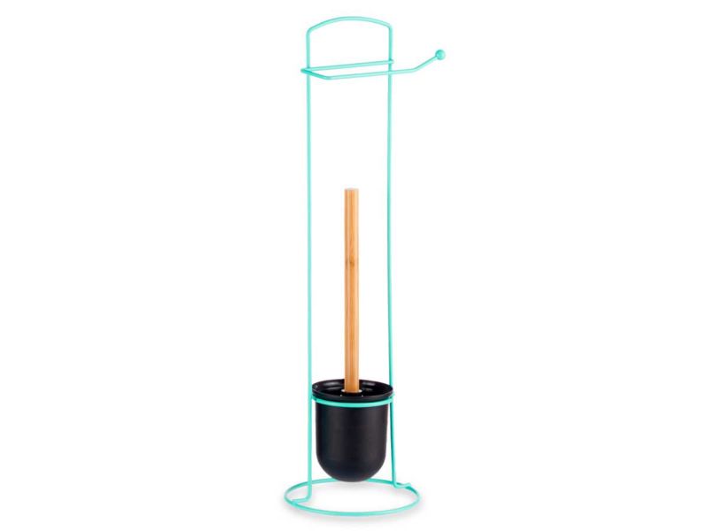 Stojak łazienkowy BERILO 2w1 wolnostojący metal bambus 57x17x16,5 cm 1 szt.