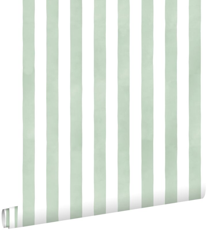 Tapeta ESTAhome paski zielonymIbiałym 53 cm x 10.05 m - 1 rol.