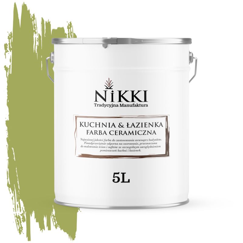 Farba Ceramiczna do Kuchni i Łazienki Zmywalna NIKKI Groszkowy ciemny H2437 Głęboki Mat 5L