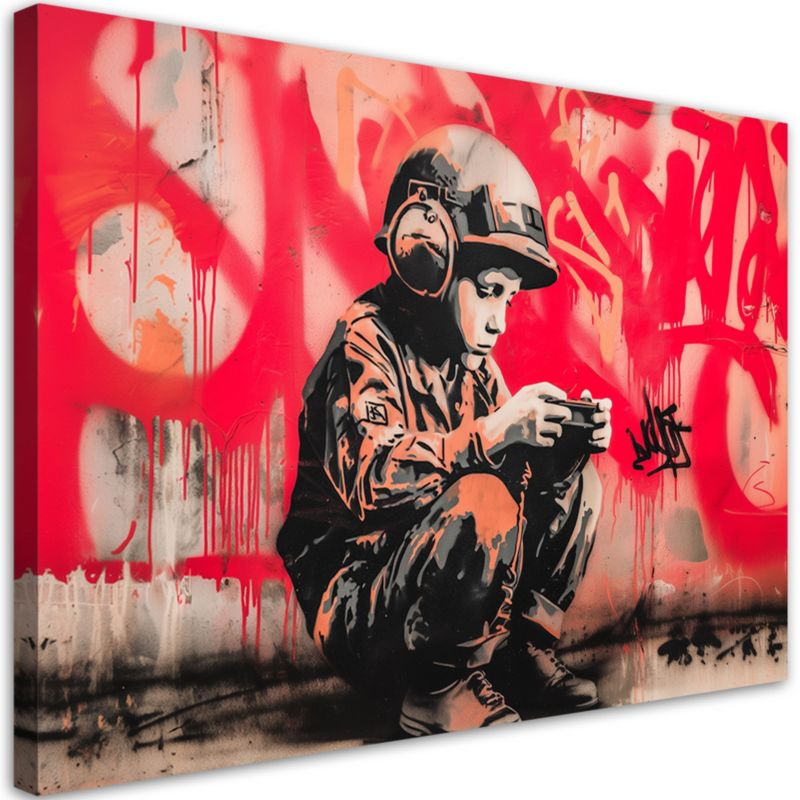 Obraz na płótnie Feeby Żołnierz Chłopiec Street Art 120x80cm 1szt