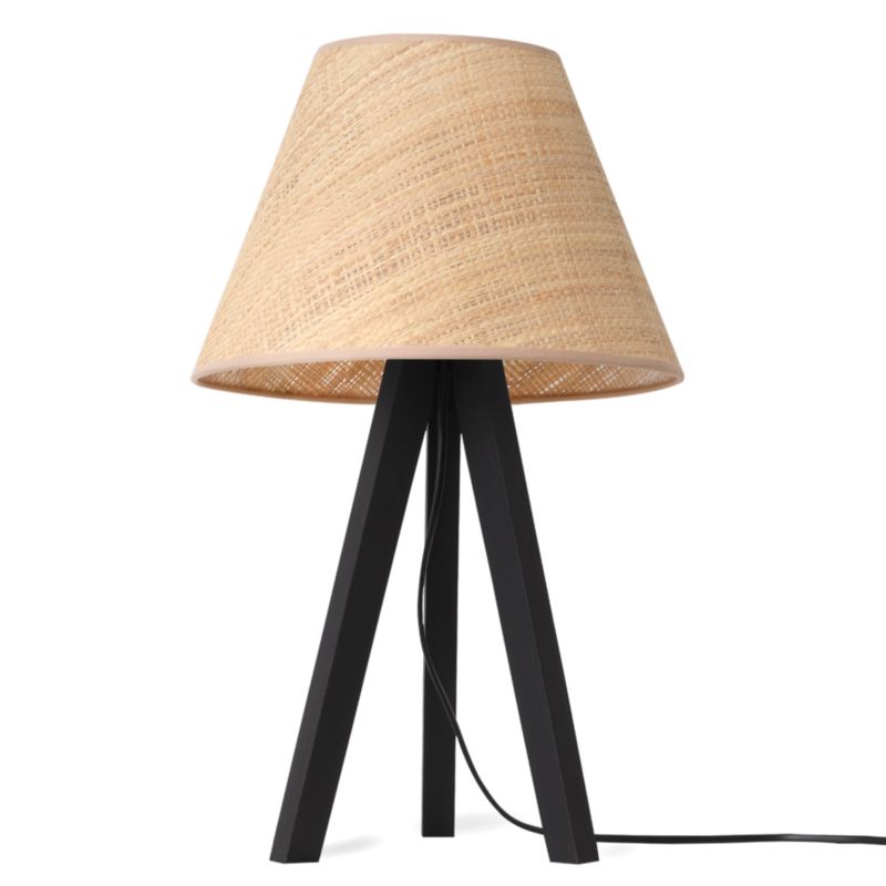 Lampa stołowa nocna trójnóg czarny Light Home Rattan 1x E27 60W abażur 1szt.