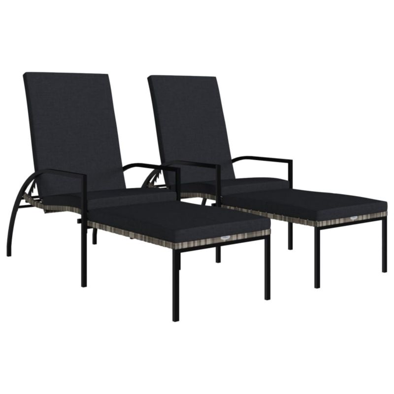 Leżaki ogrodowe WaszeMeble szare z poduszkami WM-317633 2 szt.