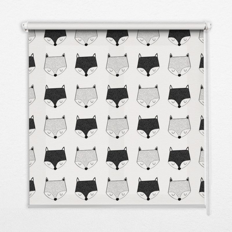 Roleta Wzorzysta Tulup 100x100 cm Rysowane Głowy Lisów Montaż do ściany/sufitu 1 szt.