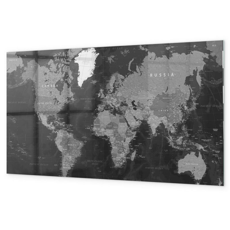 Tablica Magnetyczna Nad Biurko Tulup 120x60 cm Czarna mapa świata Na notatki i zdjęcia 1 kpl