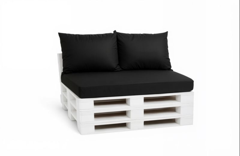 Zestaw 3 poduszek na paletę, Setgarden, 120x60x10 cm, 2x60x50cm oparcie,, Czarna dwustronne poduszki na meble ogrodwe, 1szt
