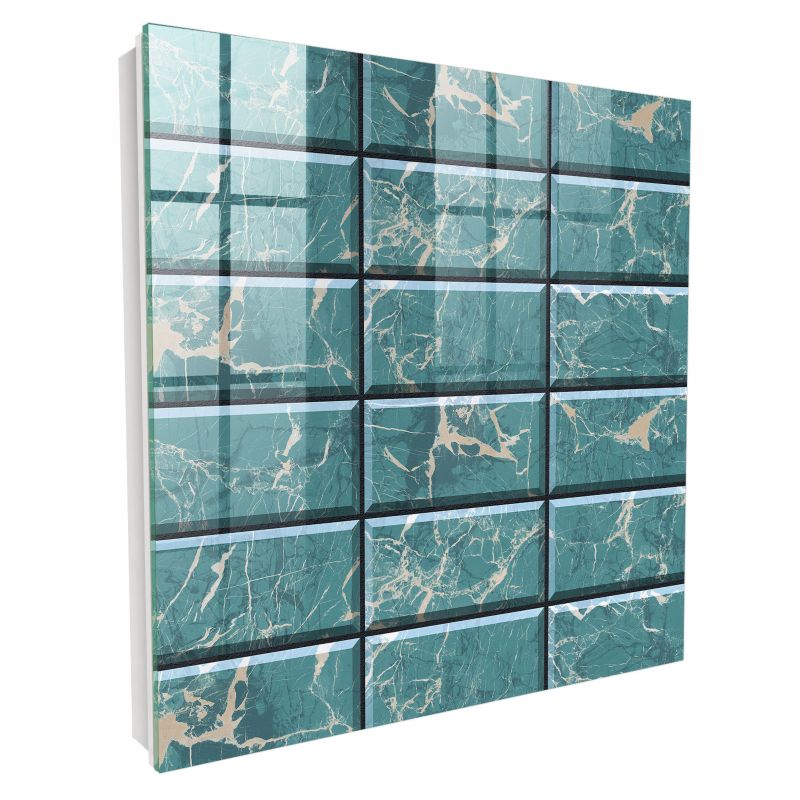 Organizer Na Klucze Tulup 30x30 cm Turkusowy marmur - Biała - Otwierana na lewo 1 szt.
