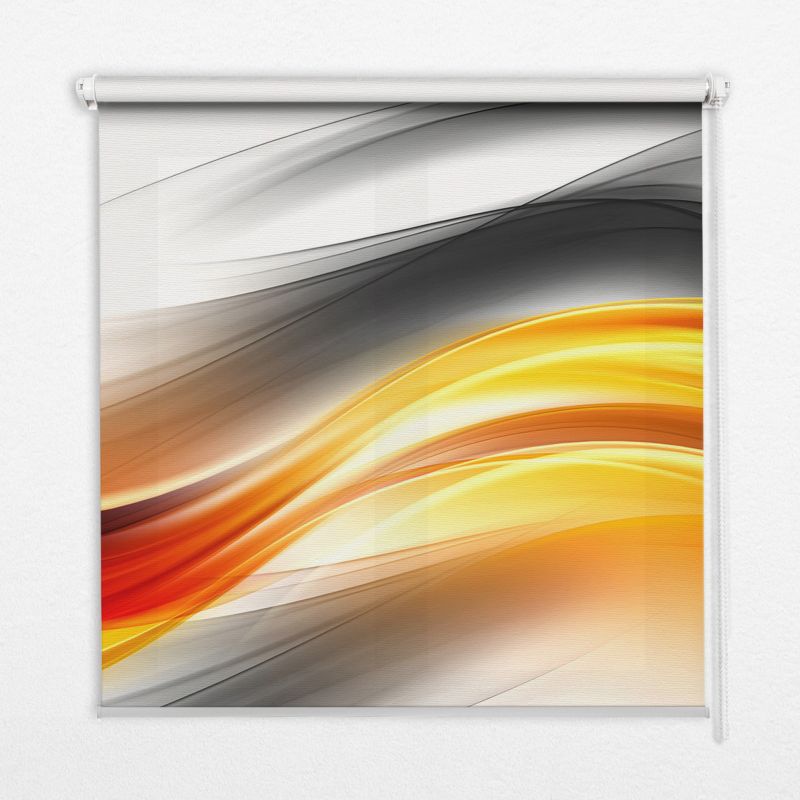 Roleta Z Nadrukiem Tulup 150x140 cm Pomarańczowe Fale Montaż do ściany/sufitu 1 szt.