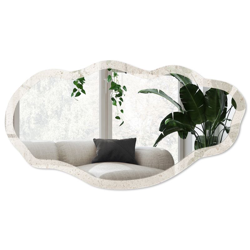 Lustro nieregularne w szklanej ramie Wallfluent 52x97 cm Beżowa elegancja Faliste asymetryczne 1 szt.