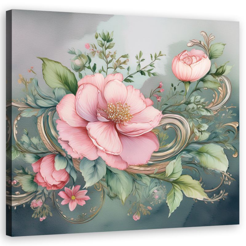 Obraz do salonu sypialni Feeby Różowy Kwiat Shabby Chic 40x40 cm 1szt