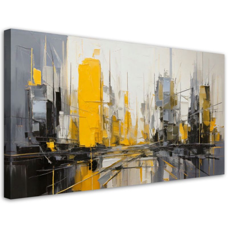 Obraz na płótnie Feeby Miasto Abstrakcja Żółty Szary Minimalizm 80x40cm 1szt