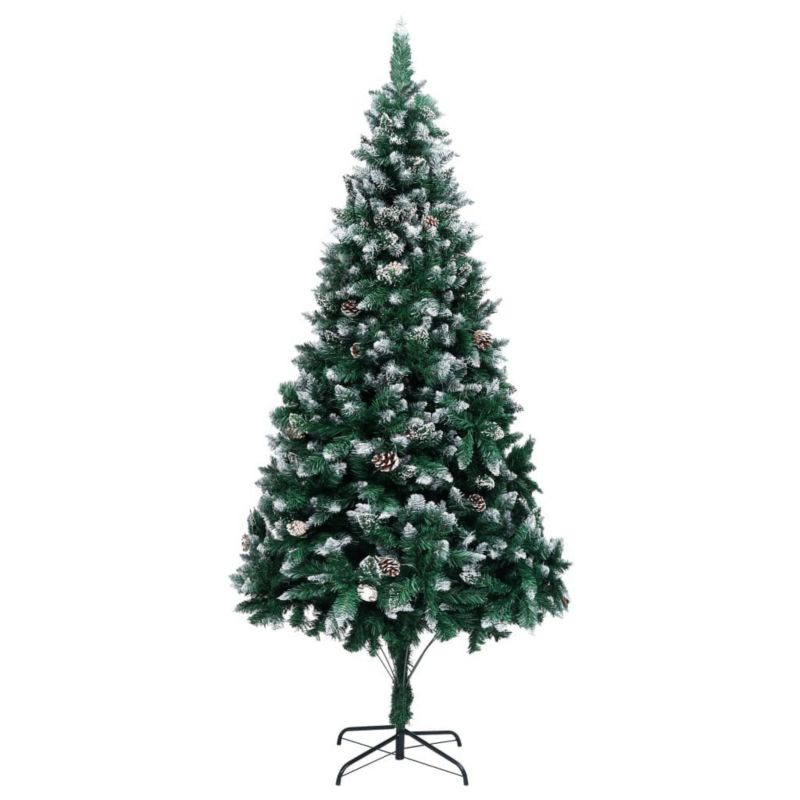 Choinka sztuczna VidaXL z szyszkami i białym śniegiem 240 x 130 cm zielony 1 szt.