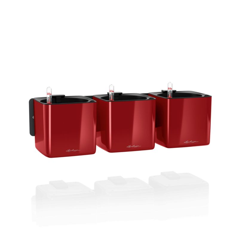 Doniczka Lechuza Ścienna CUBE Glossy Home Kit Czerwona Połysk 1 szt