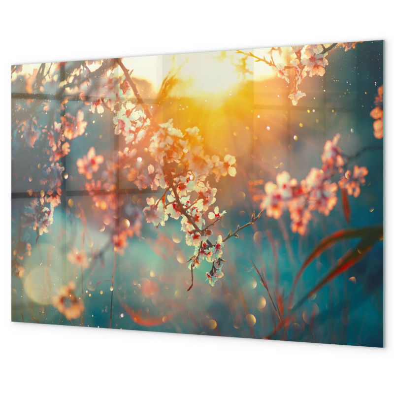 Tablica Magnetyczna Szklana Tulup 90x60 cm Wiosenne kwiaty Na notatki i zdjęcia 1 kpl