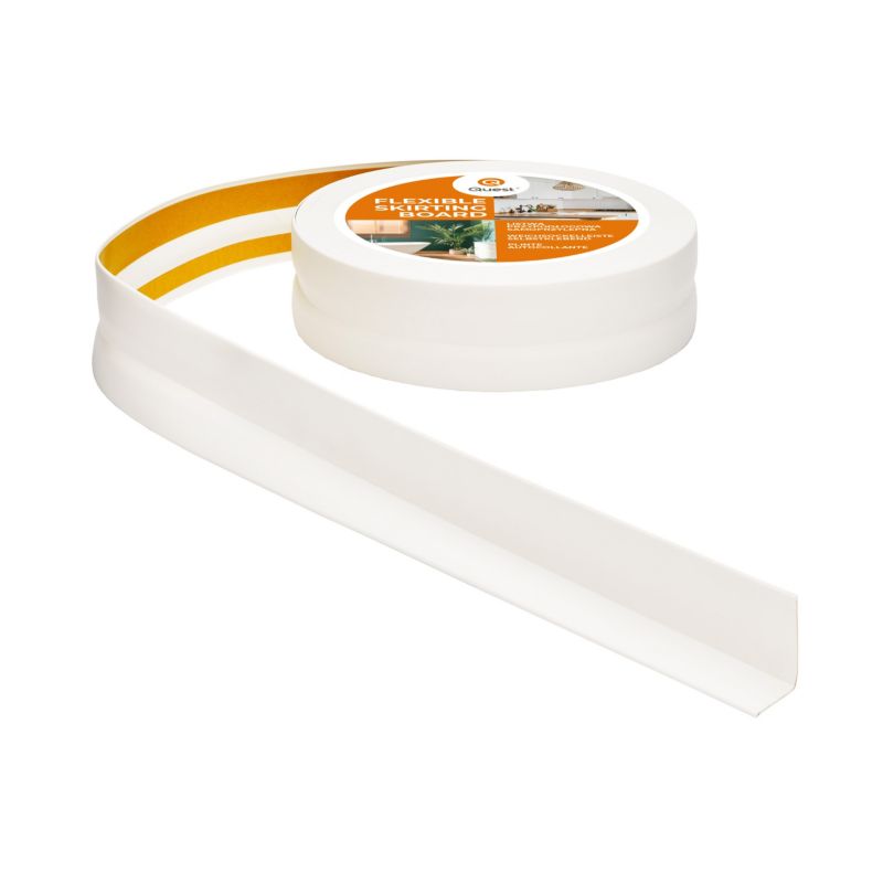 Listwa przypodłogowa PCV 32x23 mm QUEST, samoprzylepna elastyczna, miękka listwa podłogowa - 10 m, biały, 1szt.