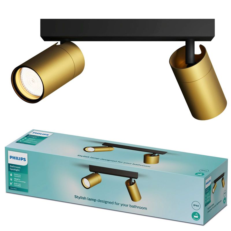 Lampa Sufitowa Kosipo Philips Reflektor 2x GU10 IP44 Miedziany-Czarny 1 szt.