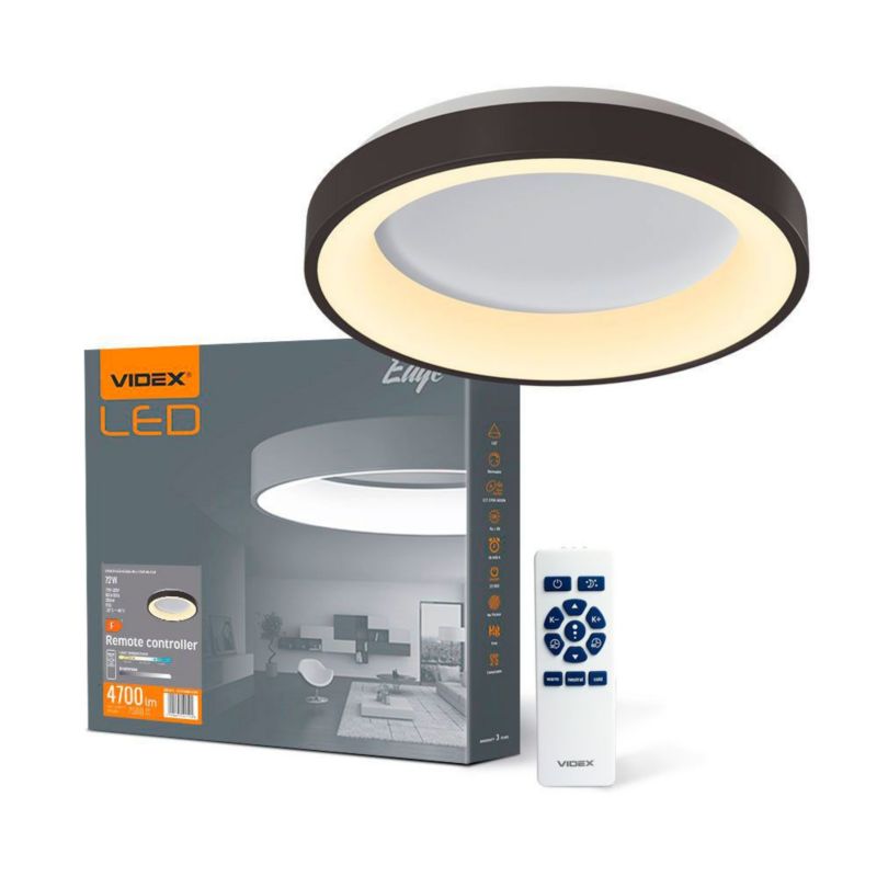 Plafon Videx czarno-biały LED 72W okrągły wym: 8 x 45 cm - 1 szt.