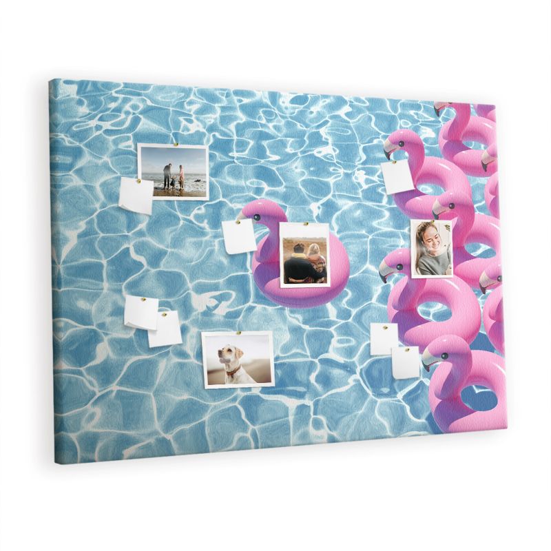 Tablica Korkowa Na Płótnie Tulup 140x100 cm Dmuchawce flamingi Ozdobna loft Pinezki metaliczne 1 kpl