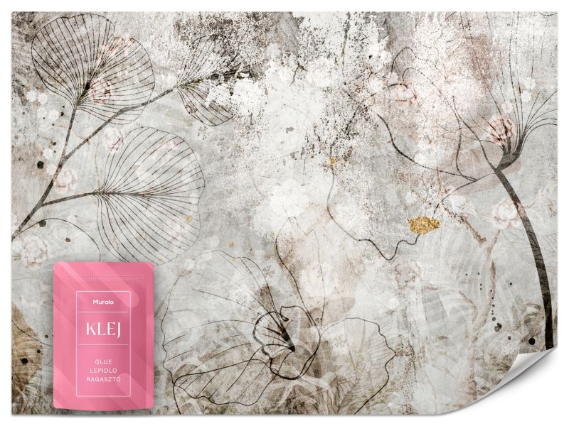 Fototapeta Muralo Delikatne Kontury Kwiatów i Liści 350x256 cm 1szt.