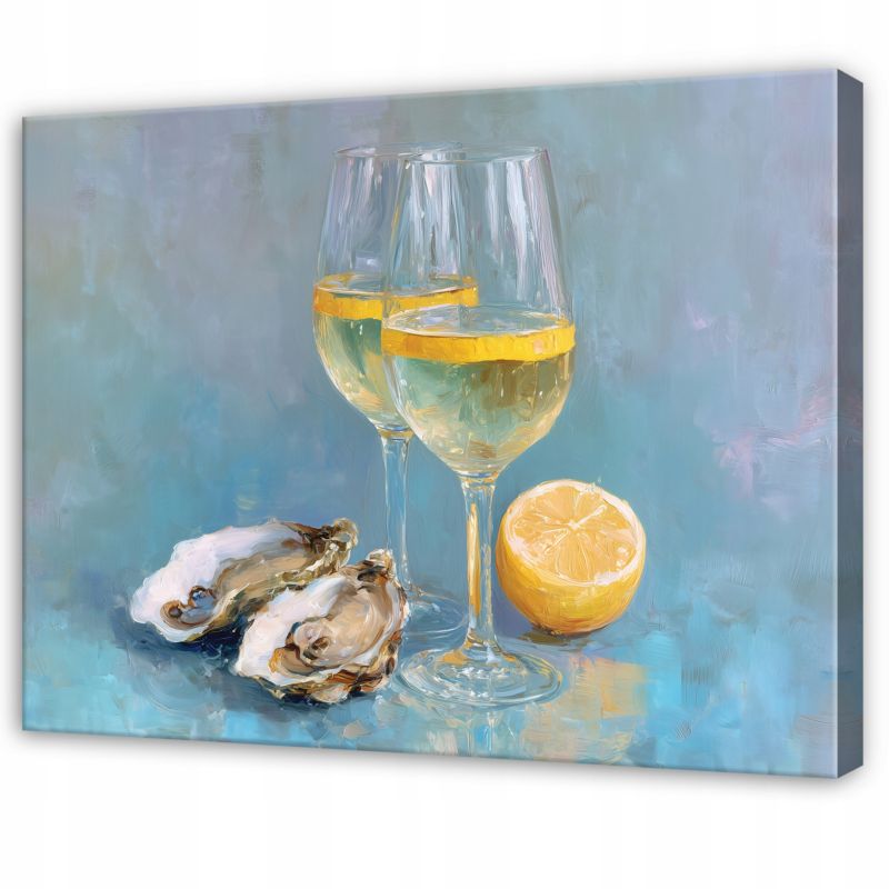 Obraz WALLARENA Do Sypialni Salonu Na Płótnie Jedzenie Restauracja Wino Niebieski 120x80 cm SPP16469O20 1 szt.