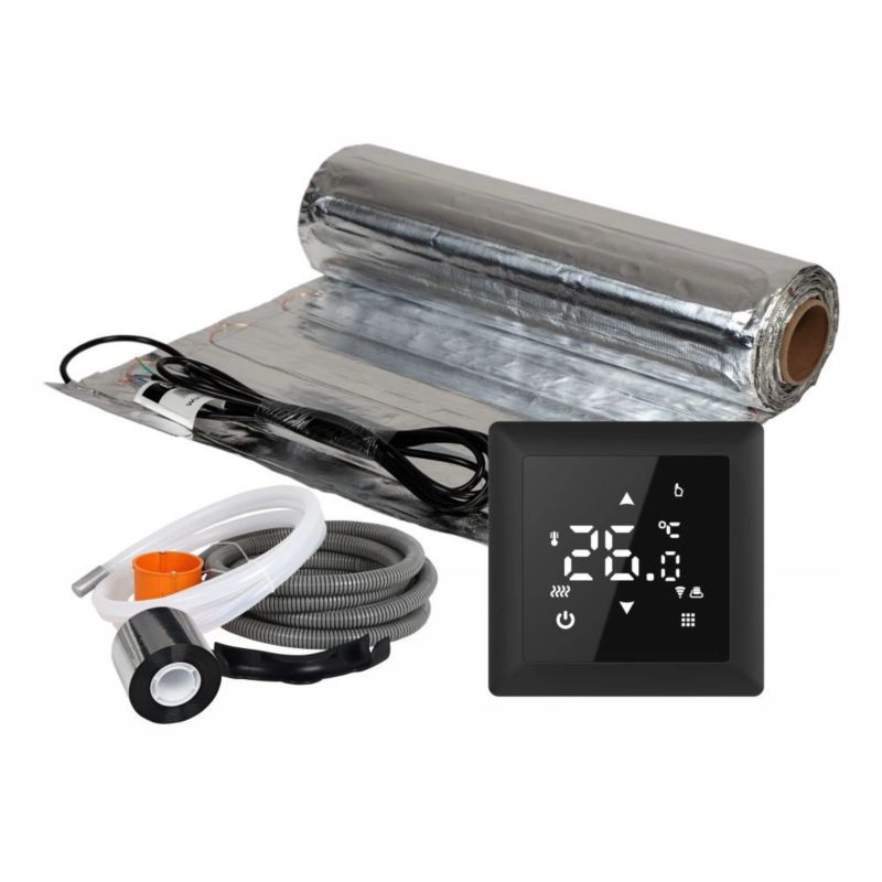 Mata grzewcza grzejna pod panele Warmtec 10m² 150W/m² Wi-Fi zestaw czarny regulator AL-100/WRT31W-CZ 1 szt.