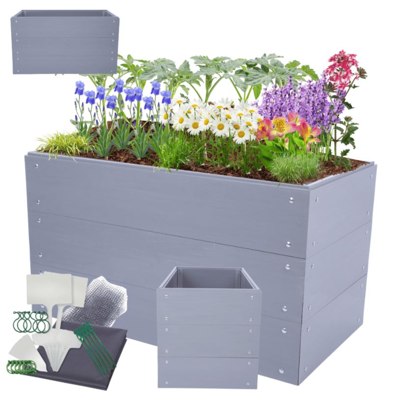 Skrzynia na warzywa MODO24 modułowa plastikowa trwała odporna na warunki atmosferyczne 60x100x80 cm 1 szt.