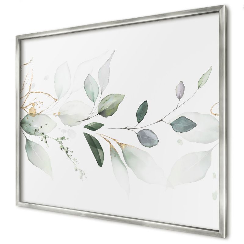 Dekoracyjna tablica magnetyczna Wallfluent 80x60 Botaniczna elegancja w srebrnej ramie 1szt