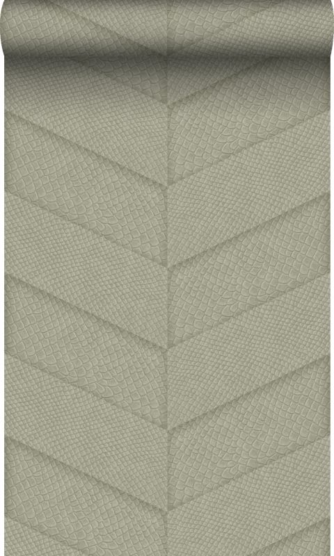 Tapeta Origin Wallcoverings motyw płytek z nadrukiem węża beżowym 53 cm x 10.05 m - 1 rol.