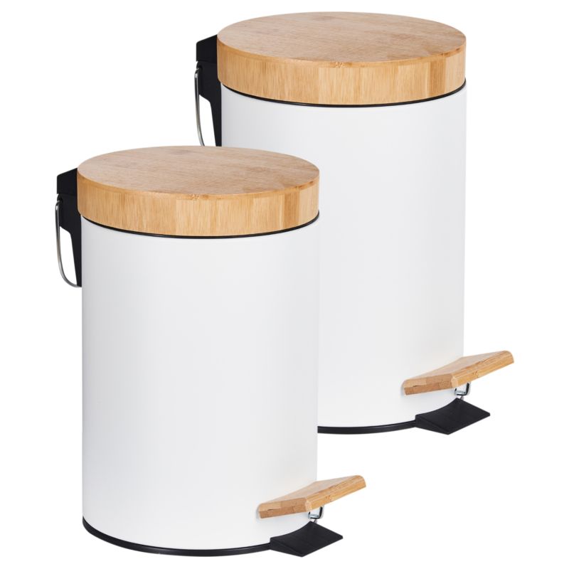 Zestaw 2 koszy na śmieci z pedałem 3 L Ecosmart Metal Biały 1 par.