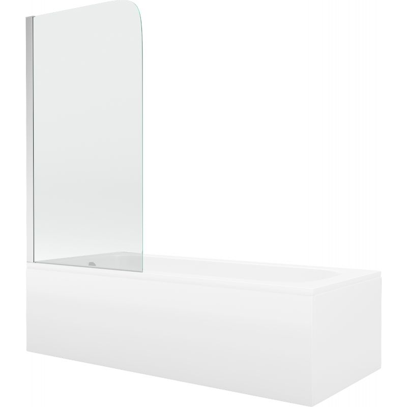 Wanna prostokątna Mexen Vega 170 x 70 cm z obudową i parawanem 1-skrzydłowym 80 cm transparent chrom 1 szt.