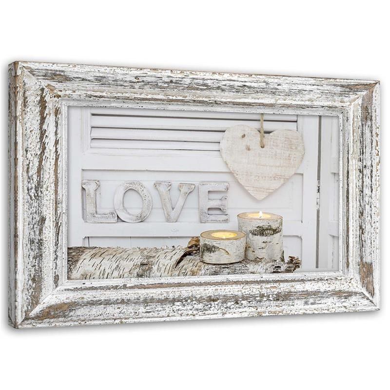 Obraz na płótnie Feeby Napis Home i serce w odcieniach brzozy 30x20cm 1szt