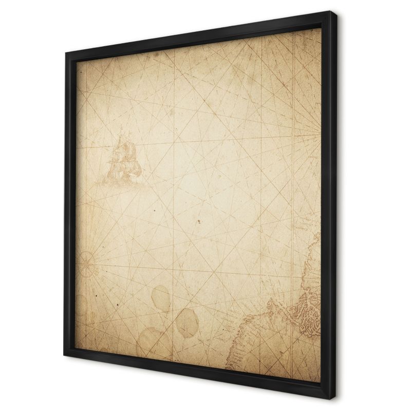 Tablica magnetyczna dekoracyjna Wallfluent 50x50 Antyczna mapa w czarnej ramie 1szt