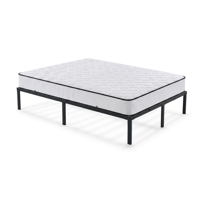 Łóżko Metalowe AKORD 120x200 cm z Materacem Łóżko Gościnne Składane Metalowy Stelaż i Rama Czarne 9 nóżek 20 listew 1 szt.