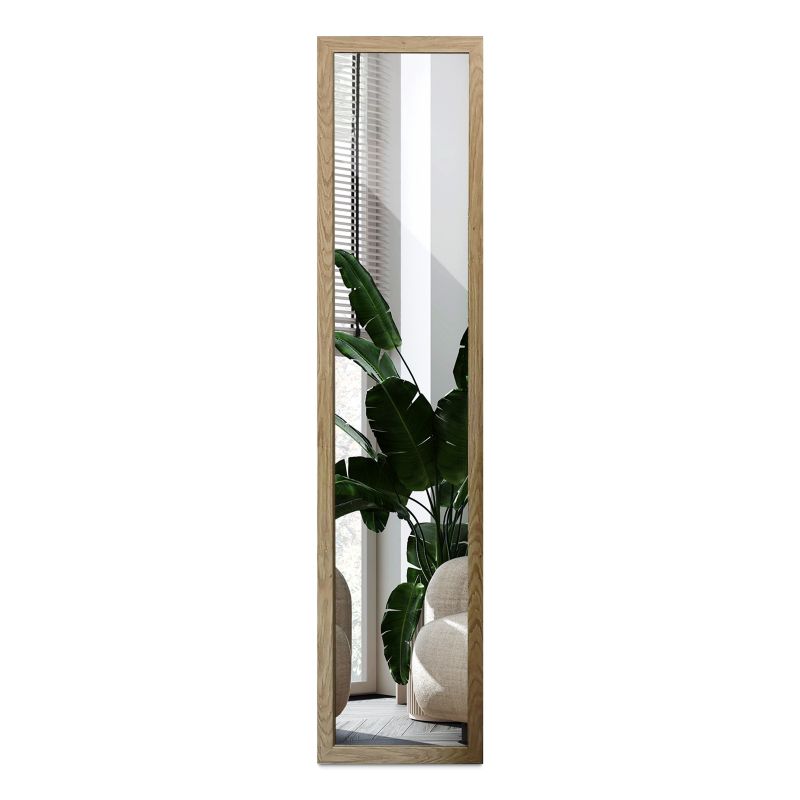 Stojące Lustro z Ramą Wallfluent 156x36 cm Gładkie Proste Dekoracyjne Kolor Drewna 1 szt.