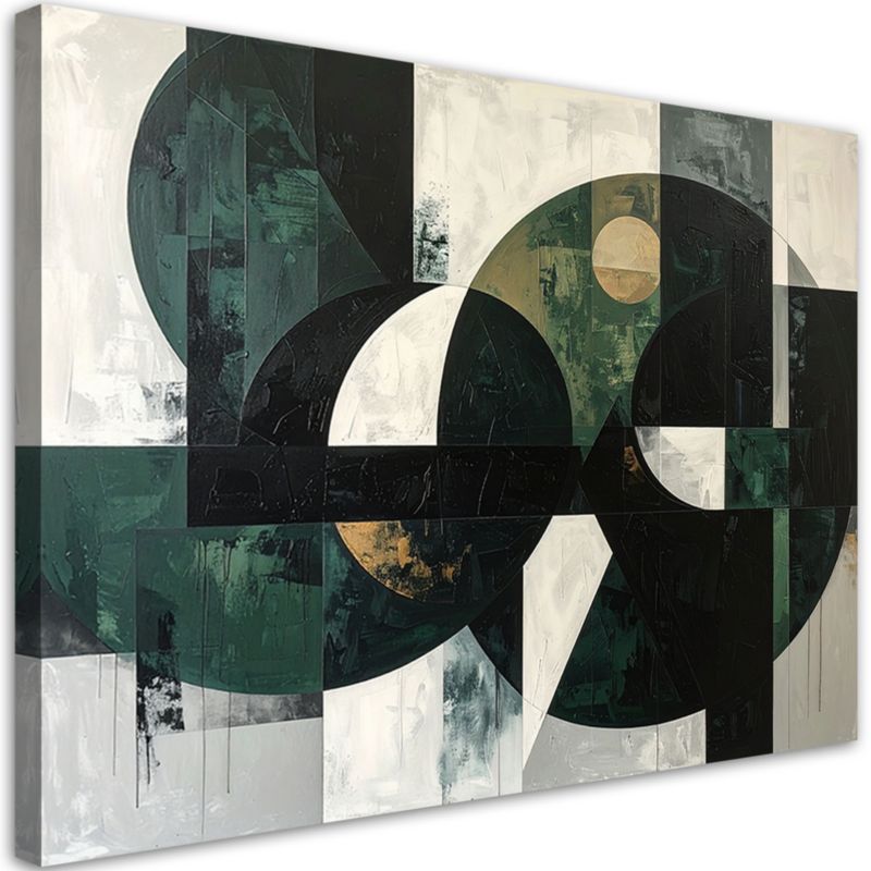 Obraz do salonu sypialni biura Feeby Abstrakcja kształty geometryczne zielony 90x60cm 1szt