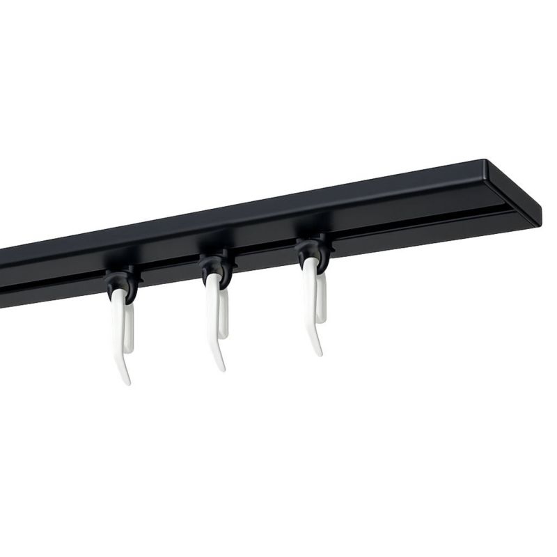 Szyna sufitowa SLIM KLIK Kowalski 1-torowa aluminiowa czarna 330 cm z agrafkami 1 kpl.