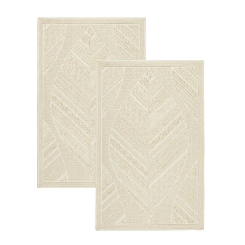 Dywanik bawełniany e-floor 50x80 cm Lino antypoślizgowy egipski do prania pokoju łazienki Boho beżowy zestaw 2 szt