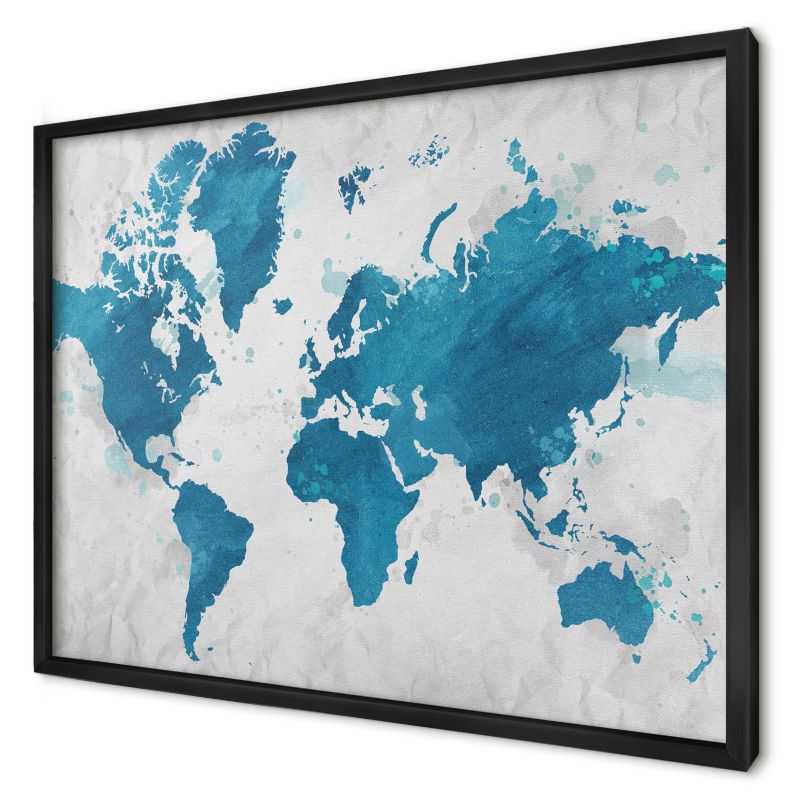 Ozdobna tablica magnetyczna Wallfluent 70x50 Mapa akwarela w czarnej ramie 1szt