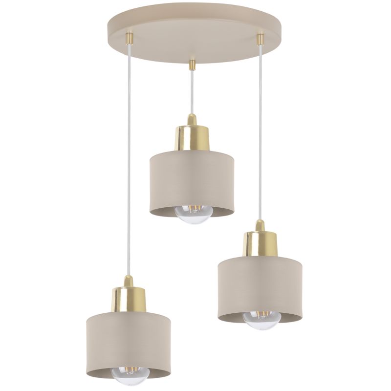 Lampa sufitowa wisząca okrągła Light Home LH Panta 3x E27 kaszmirowy/złoty 1szt.