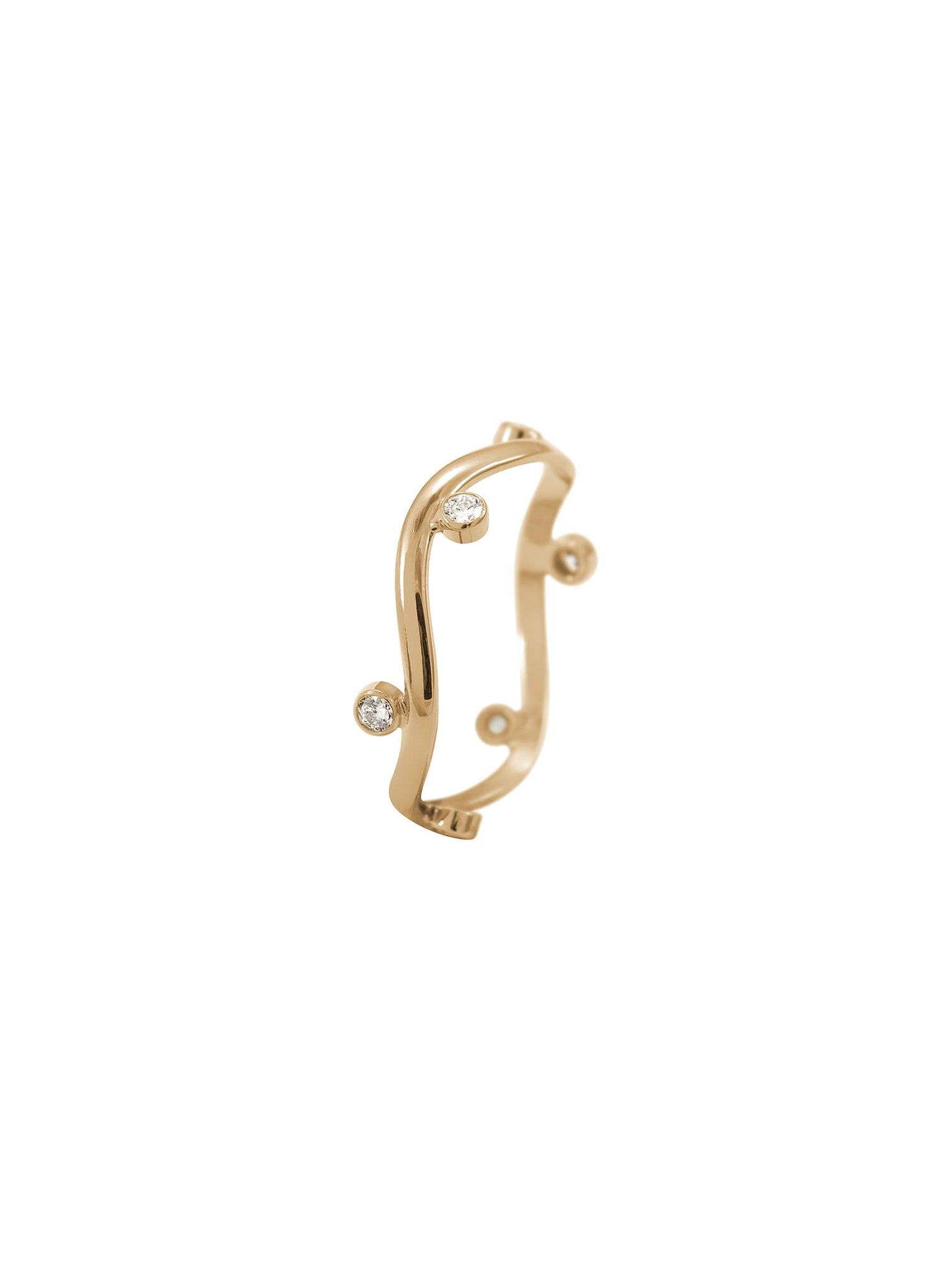 Aibi Diamond Band - falista obrączka z diamentami, 12