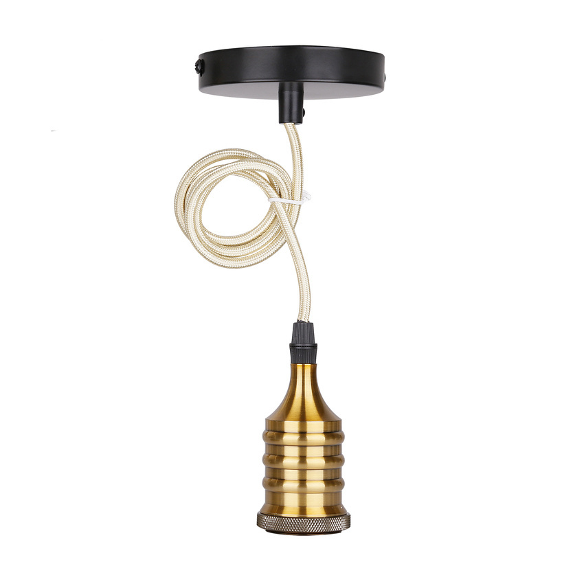 Czarne metalowe zawiesie do lampy E27 do salonu patynowe