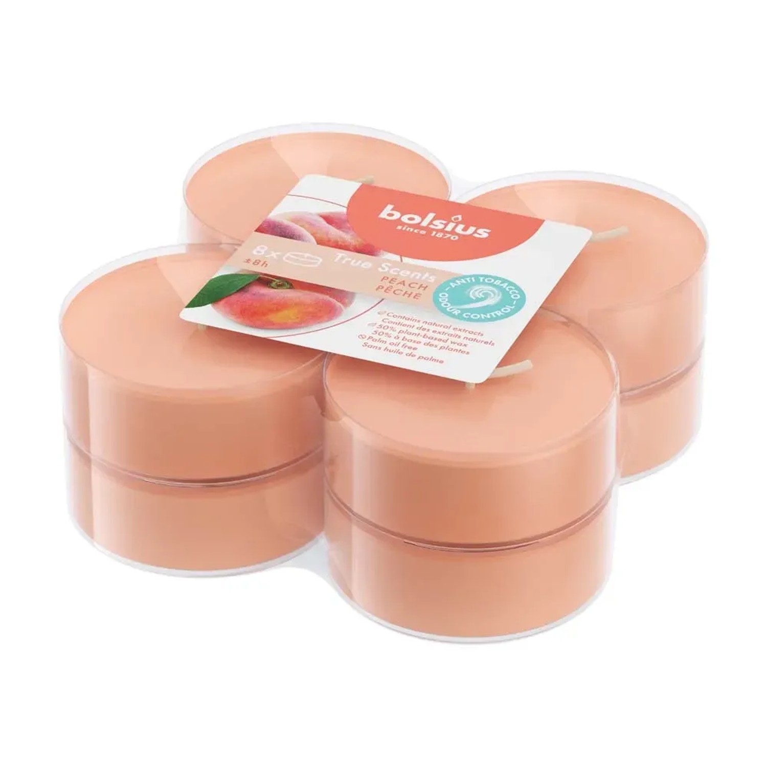 Świeca maxi light True Scents brzoskwiniowa - 8 szt.