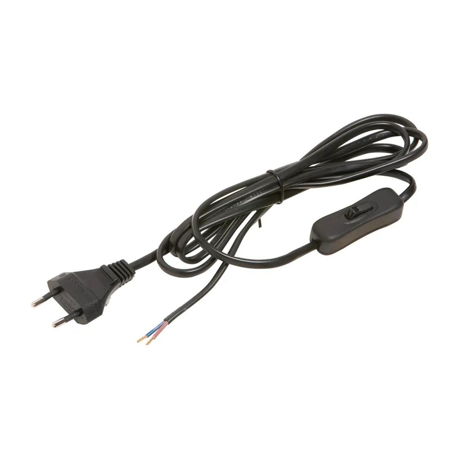 LUX-TOOLS Przewód z wtyczką wyłączeniową i przełącznikiem, czarny, 2 m