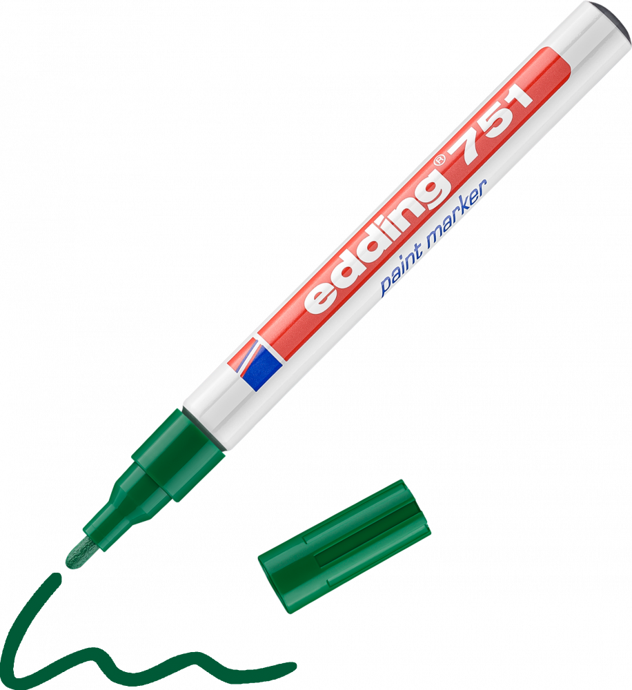 Marker olejowy edding 751, w aluminiowej obudowie, okrągła, 1-2mm, zielony