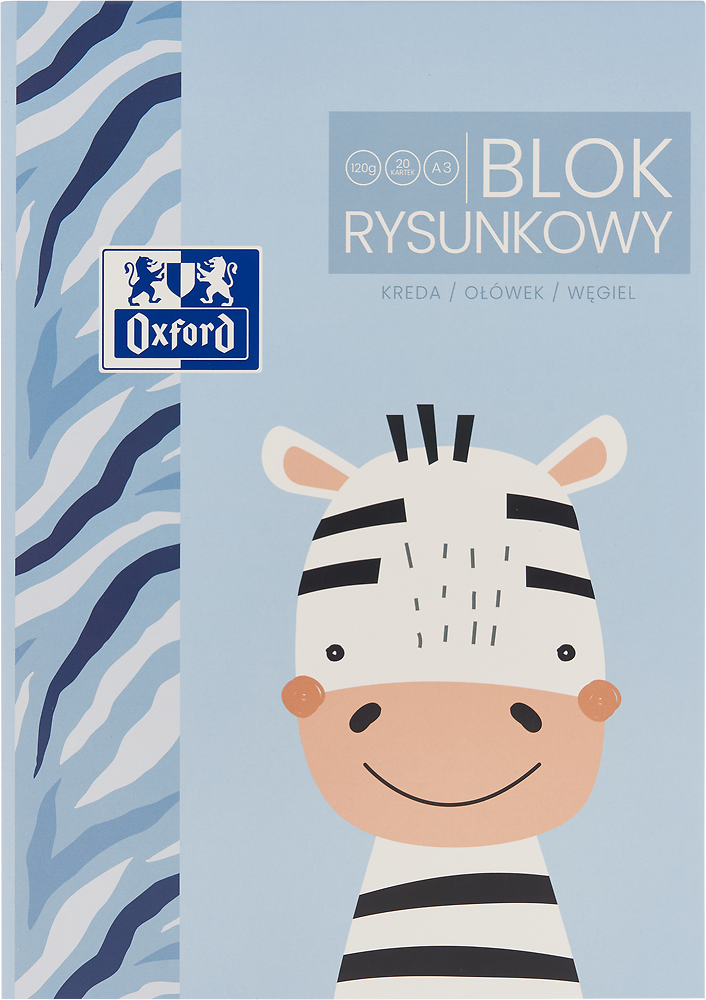 Blok rysunkowy Oxford Kids, A3, 20 kartek, biały