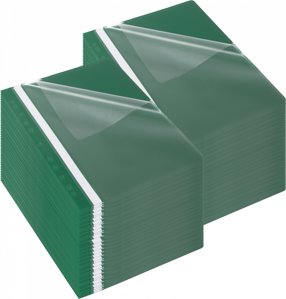 100x Skoroszyt plastikowy oczkowy Bantex Budget EVO, A4, do 200 kartek, zielony