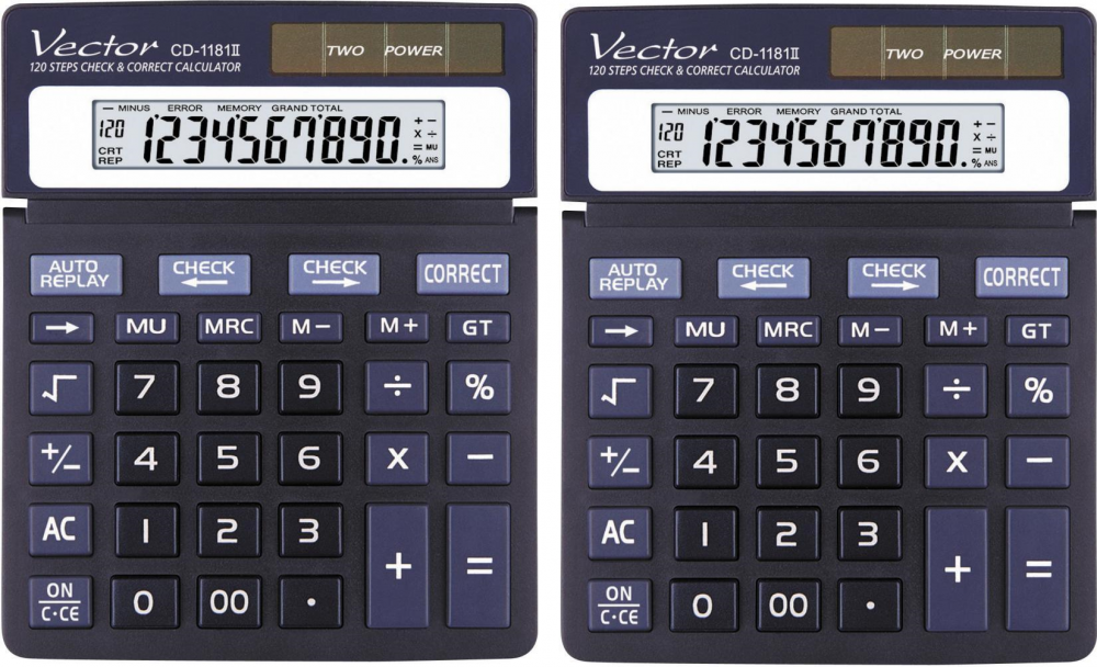 2x Kalkulator biurowy Vector CD1181, 10 cyfr, czarny