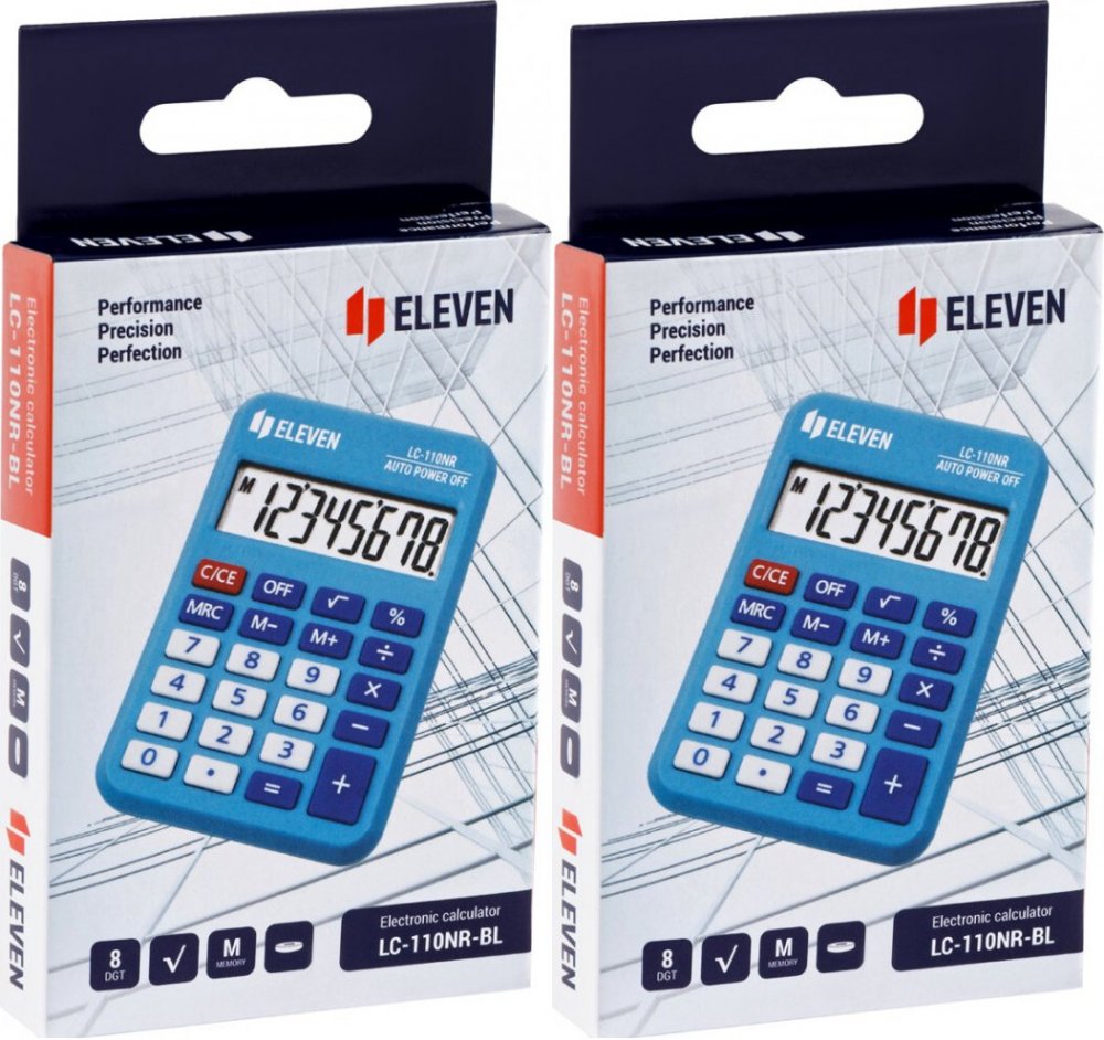 2x Kalkulator kieszonkowy Eleven LC-110NR-BL, 8 cyfr, niebieski