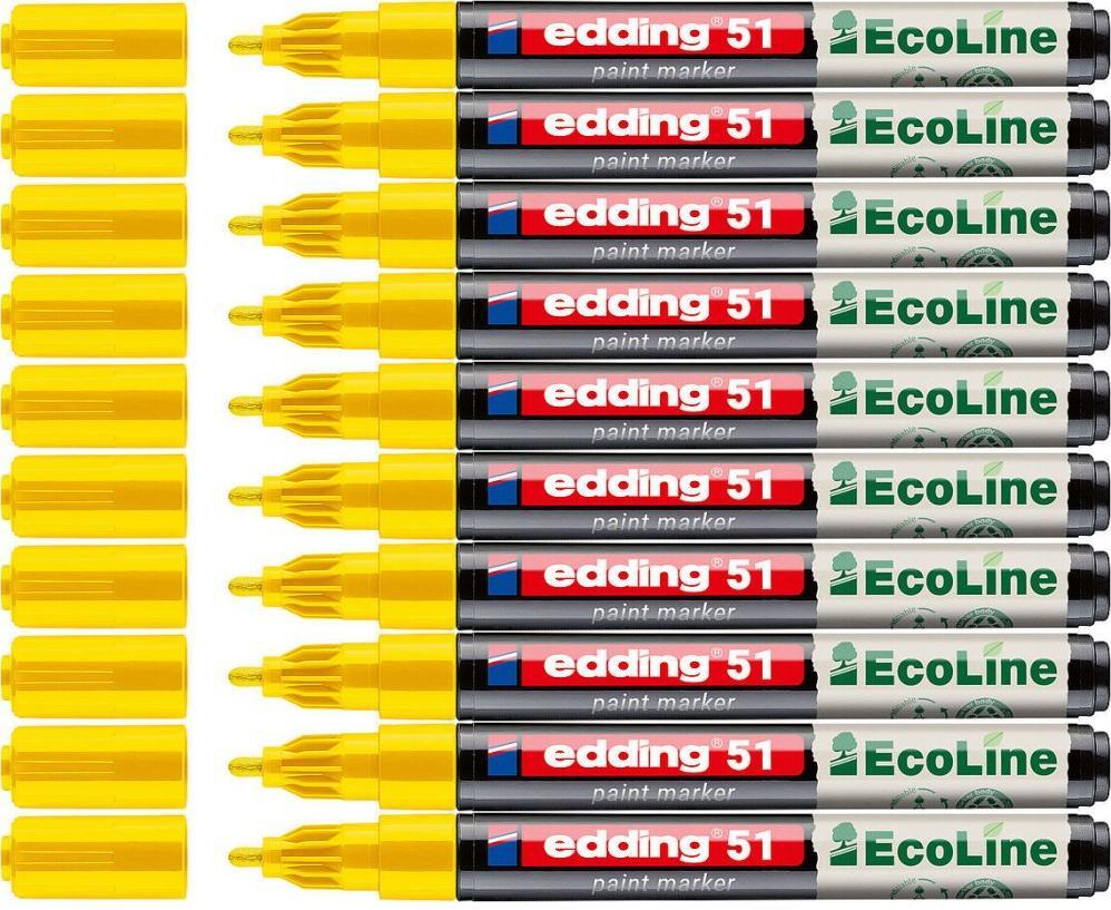 10x Marker olejowy edding 51 EcoLine, okrągła, 1-2mm, żółty