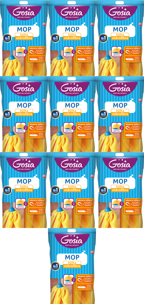 10x Mop z mikrofibry Gosia, żółty, końcówka