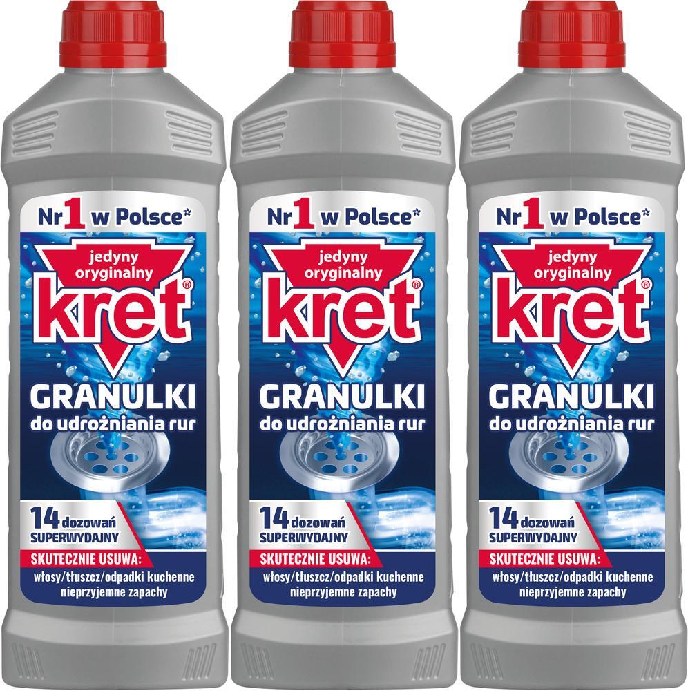 3x Udrażniacz do rur Kret, granulki, 560g